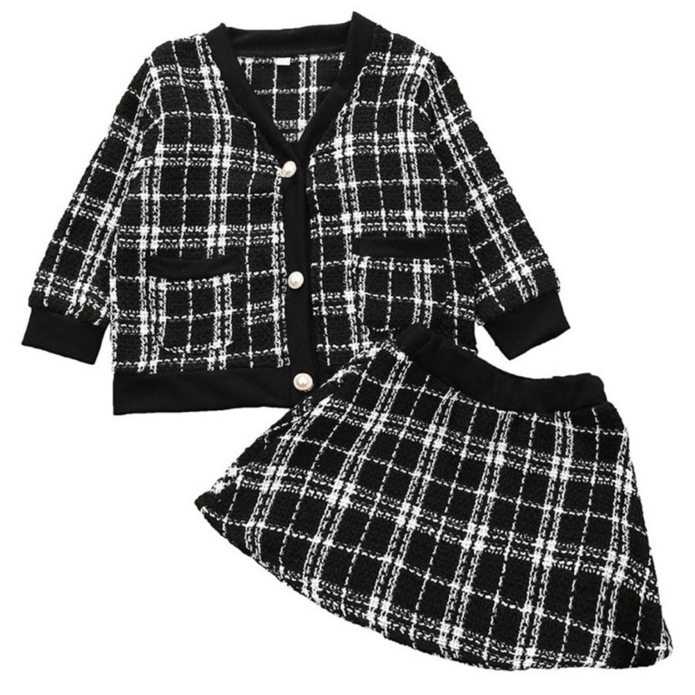 Boutique Girls Tweed Cardigan and Skirt Set